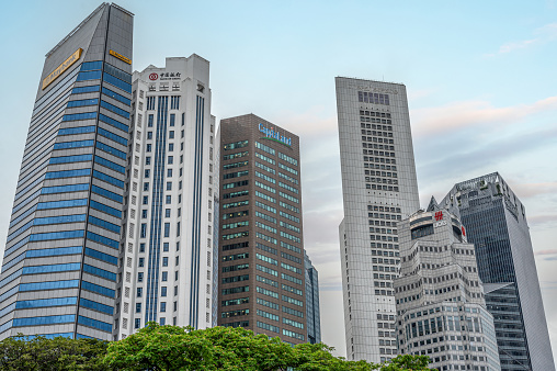 Singapore, Singapore, 26 January 2024: contemporary urban landscape of Singapore cityscape. financial district city progressive and prosperous nature, reflecting its status as global business hub