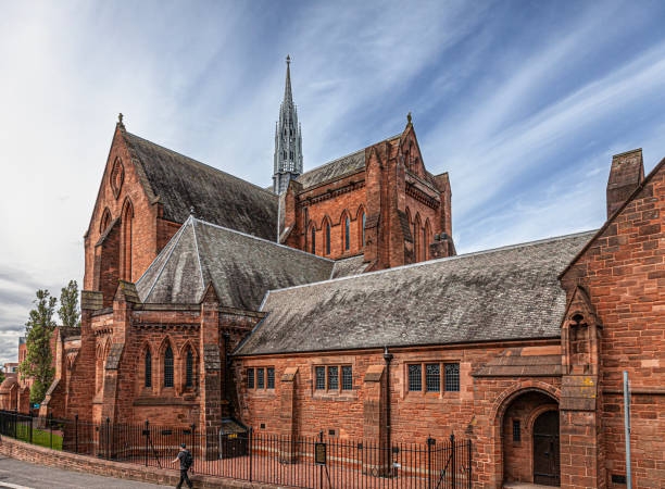 Part of the exterior of Barony Hall, the former New  Barony Church (1889), a Category A listed building. It is now a ceremonial and events venue owned by the University of Strathclyde.