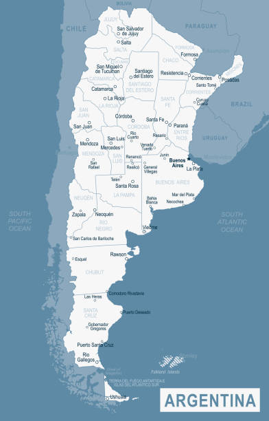 Argentina Map. Detailed Vector Illustration of Argentinean Map Argentina Map. Detailed Vector Illustration of Argentinean Map. Stock Template cordoba argentina stock illustrations