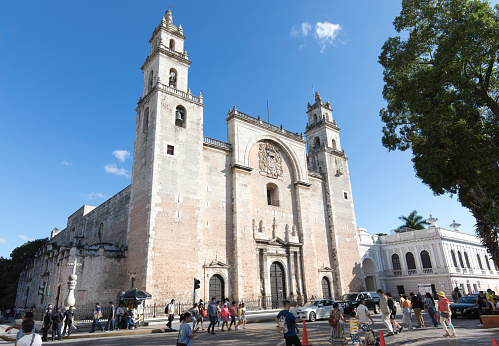 Merida, Mexico - December 27, 2022: view of Cathedral of Merida