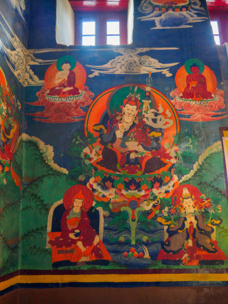 istock Ancient Thangka or mural wall painting at Tsemo Gompa Monastery. 2020534232
