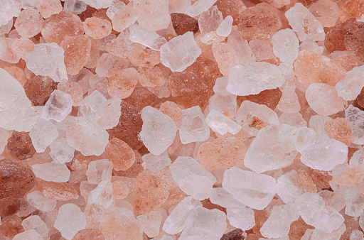 Macro shot of Himalayan salt crystals.