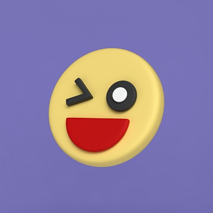 3d rendering of emoji with smiley, sad and neutral face on pink color background.