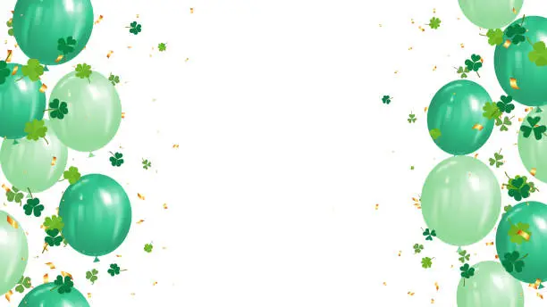Vector illustration of celebration party frame banner with green balloons background vector illustration. card luxury greeting design