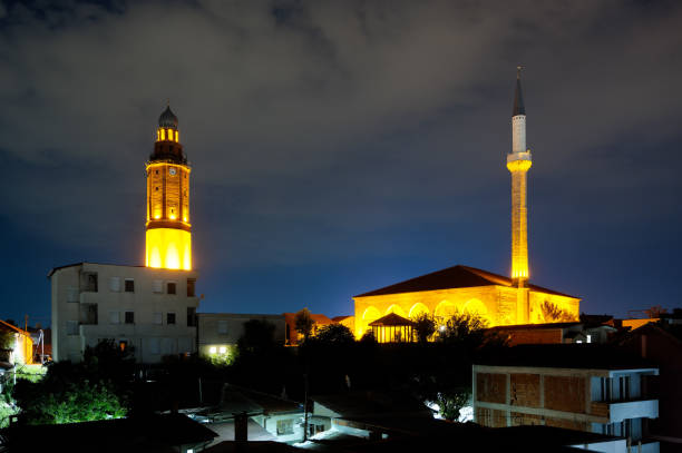 istock Clock tower and Sultan Murati minaret in Skopje (Macedonia) 2020698142