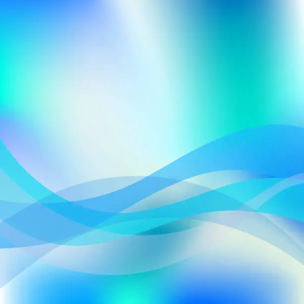 Vector illustration of Carribean ocean blue waves abstract background with copy space