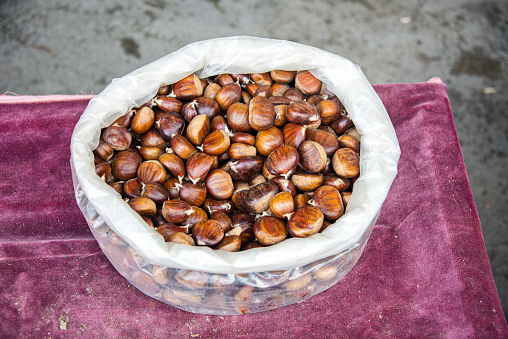 Chestnuts on the market stall