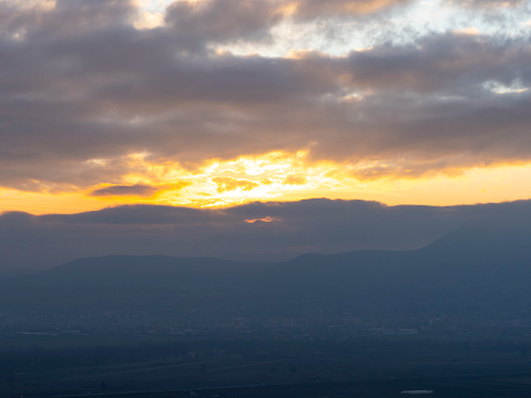 beautiful landscape at the sunset