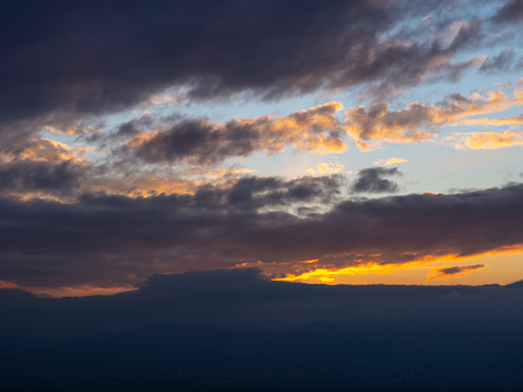 beautiful landscape at the sunset