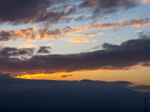 beautiful landscape at the sunset