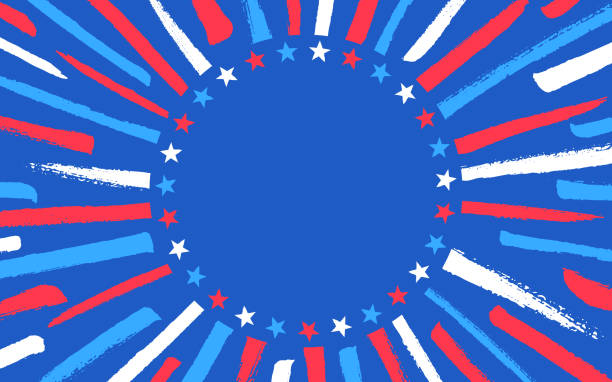 Patriotic fourth of July election Independence Day Veterans day red white and blue stars and stripes dash abstract paint dash background paint grunge pattern.