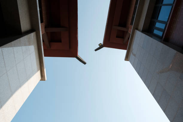 Low angle view of skyscrapers in financial district
