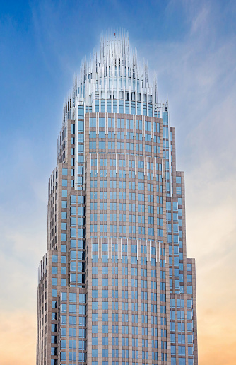 Bank Of America Charlotte Financial Center skyscraper building close up