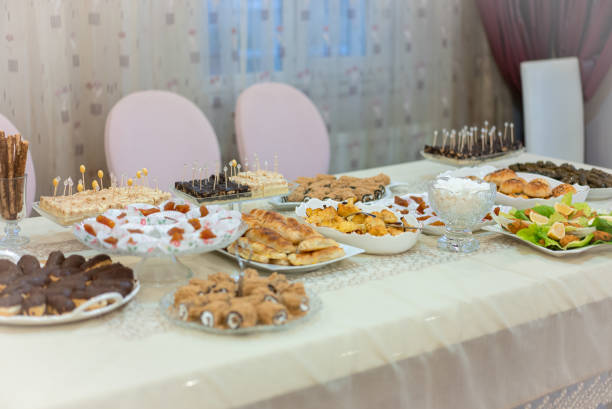 Ramadan table. Turkish food  Iftar and sahur delicacies. Turkish oriental dishes.