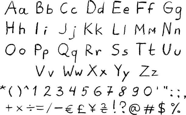 istock Handwritten alphabet. Chalkboard font, charcoal type for handmade logo, minimalistic typography. Letters, vector typographic design. Charcoal alphabet, charcoal doodles, handwritten numbers 2020820076