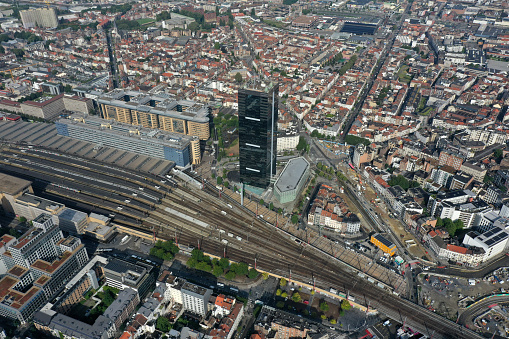 The City of Brussels is the capital of Belgium and also the administrative centre of the European Union. The image shows the City with some residential and office buildings, captured during summer season.