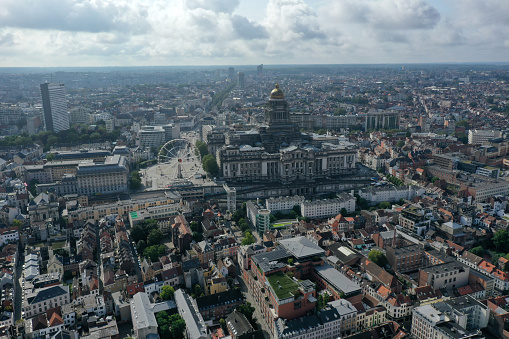The City of Brussels is the capital of Belgium and also the administrative centre of the European Union. The image shows the City with the Palace of Justice, captured during summer season.