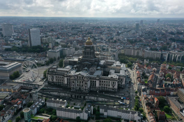 The City of Brussels is the capital of Belgium and also the administrative centre of the European Union. The image shows the City with the Palace of Justice, captured during summer season.