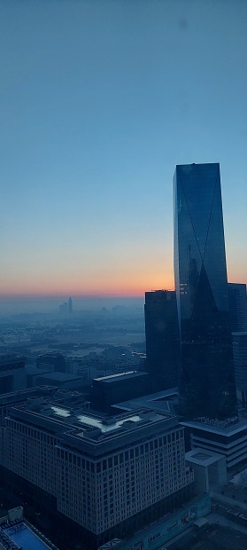 A sunrise view from from one of the high rise building in Dubai.