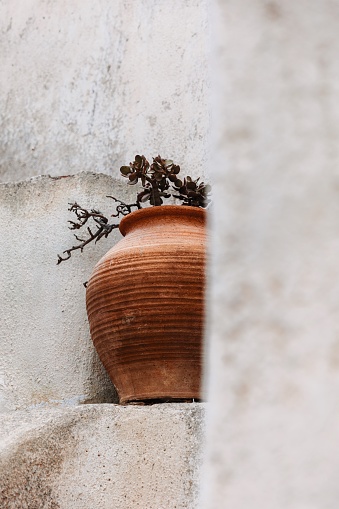 Greek amphora in Pyrgos village, in Santorini, Cyclades, Greece