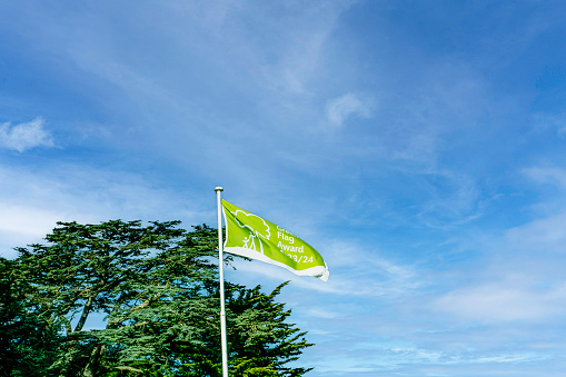 The Green Flag flying in Corkagh Park Clondalkin, Dublin Ireland, awarded for their achievement in green space management and excellence of visitor attractions.