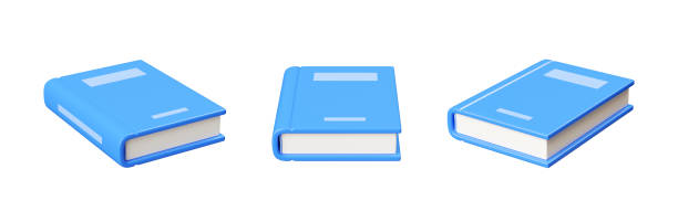 istock Close paper book with blue glossy hard cover lying in different angles of view. 3d render 2020888614