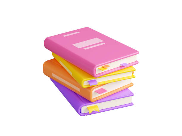 istock Stacked paper books with bookmarks in 3d render illustration. 2020889152