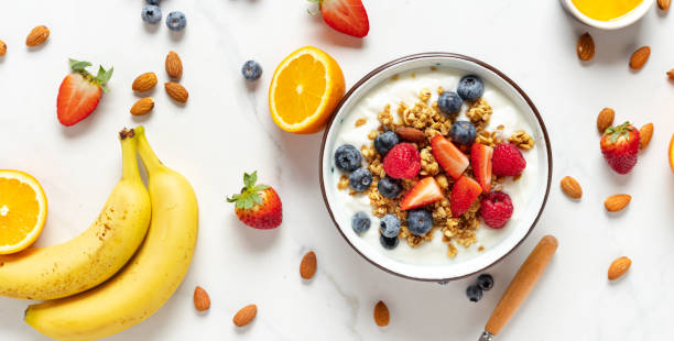 istock Healthy breakfast bowl top view Weight loss 2020912303
