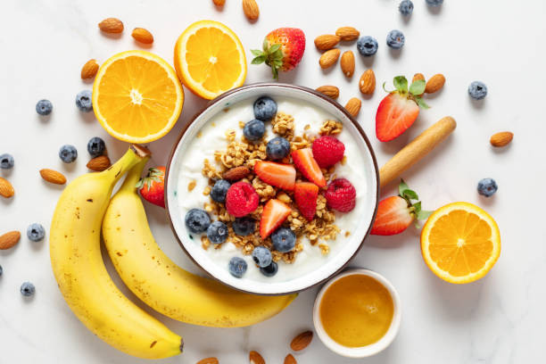 istock Healthy breakfast bowl top view Weight loss 2020914430