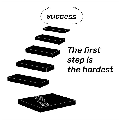 Vector Inspirational Quote Motivational Phrase The first step is the hardest.