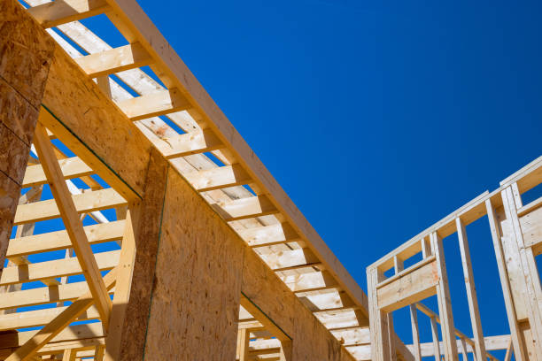 istock During construction of a new house, timber wood frame frames beams 2021017105