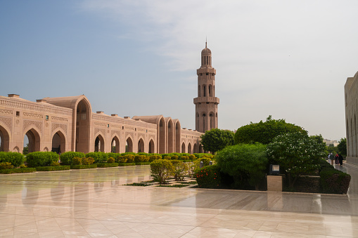 Inside garden in the Sultan Qaboos Grand Mosque. Muscat. Sultanate of Oman