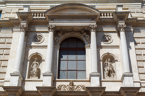 Detail of the facade of the Burgtheater in Vienna, Austria.