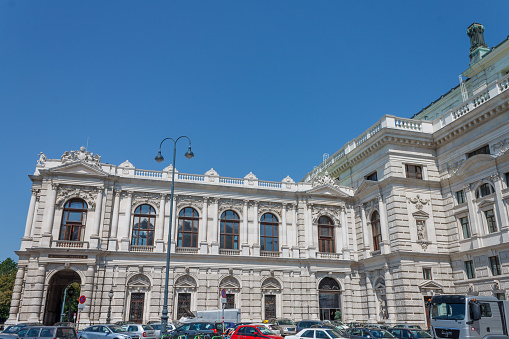 Detail of the side facade of the Burgtheater in Vienna, Austria.