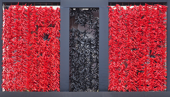 In Espelette, a pretty little village in the Basque Country, pepper has been elevated to the rank of religion: all the facades of the houses are decorated with red and black pepper drying in the sun.