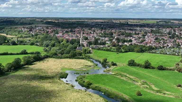 Drone view of on the England village of Olney