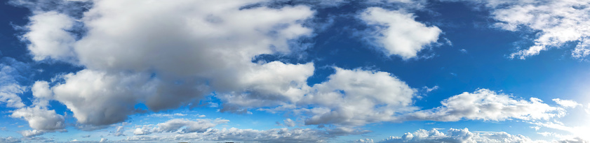 Panoramic View of Winter Sky and Clouds over City of England UK