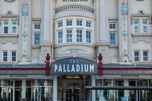 Llandudno north Wales united kingdom 01 August 2022 The Palladium was previously a theatre in Llandudno , The front of the Palladium public house now a wetherspoons