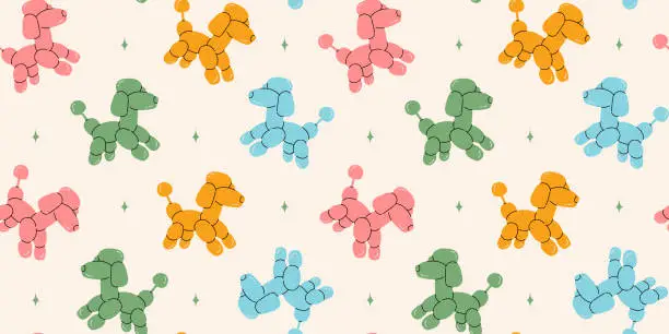 Vector illustration of Seamless pattern with dog balloons