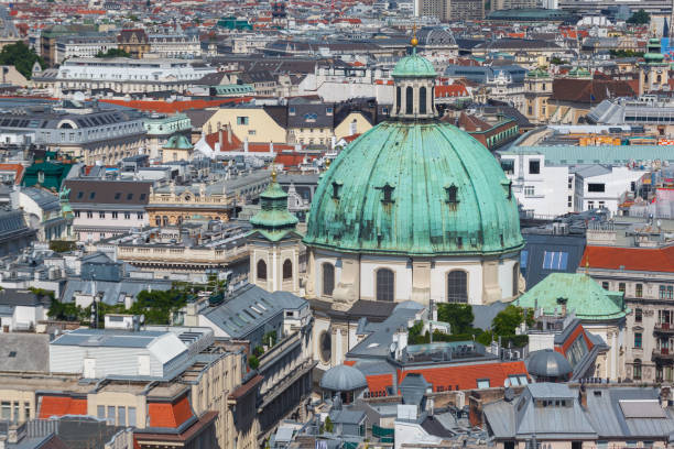 The bronze dome of Saint Peter Church in Vienna, Austria.