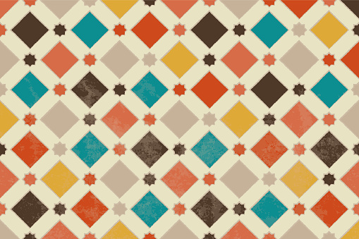 RetroInspired Moroccan Tiles in Vibrant Hues. Vector illustration