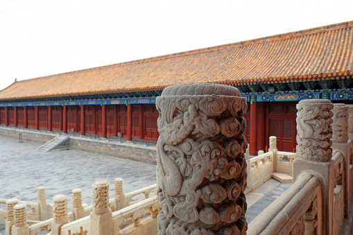 White marble railing in the park, Beijing