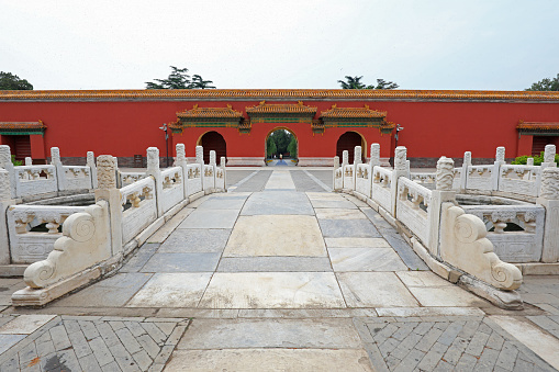 Qinhuangdao, Hebei, China-September 18, 2022: People normally call ten thousand kilometers Great Wall of China and it starts from Shanghaiguan, an important pass from center of China to the Northeast part of China. It is on the seaside of the Bohai Sea. The Jiaoshan (Jiao Mountain) is the first mountain the Great Wall crosses over from the starting point. Here is the beautiful scenery of Jiaoshan  Great Wall .