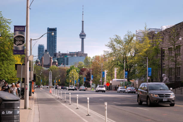 Toronto, Canada - March 18 2020: Toronto recession during the coronavirus crisis，The street is empty