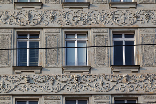 The historical buidlings facade in center Vienna, Austria.Detail of a historical buidling facade in center Vienna, Austria.