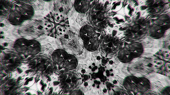 Ink splatter. Blur ornament. Defocused black white paint splash dirt stains texture graphic pattern grunge abstract art illustration background.