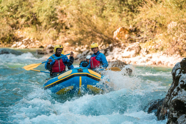istock Seasoned Rafters' Adventure with Guide on Mountain River 2021351234