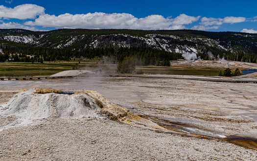 Yellowstone Geyser erupts at Yellowstone National Park in the northwest corner of Wyoming, USA.Nikon D3x