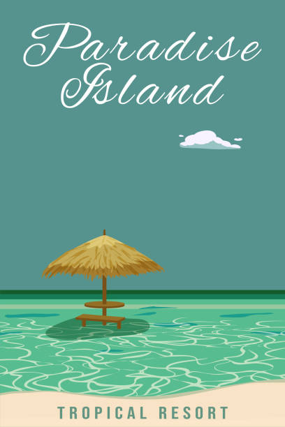 reiseposter paradiesinsel tropisches resort vintage - hawaii islands big island postcard summer stock-grafiken, -clipart, -cartoons und -symbole