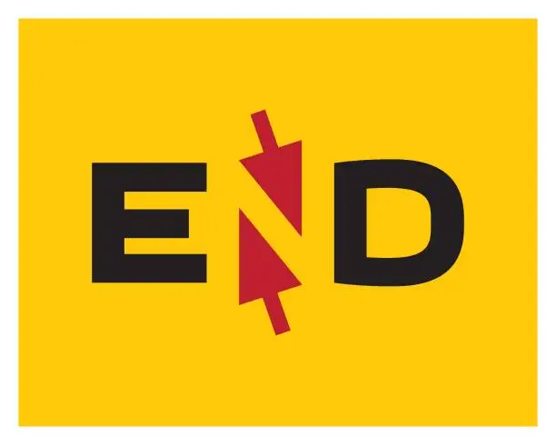 Vector illustration of The end of the road, a dead end.